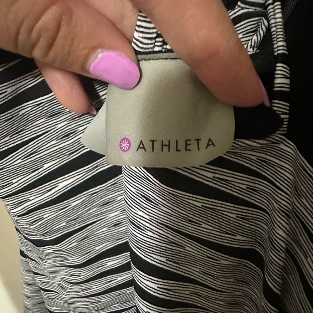 Athleta Womens Black And‎ White Arielle Venice Strappy Swim Dress Medium - Picture 7 of 9